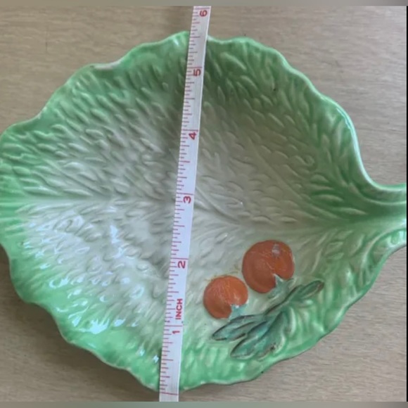 Green cabbageware leaf tomato decor 1930s Beswick Carlton England Serving bowl - Picture 8 of 16